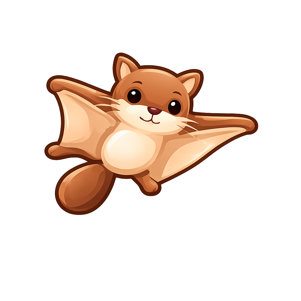 Front-facing flying squirrel art